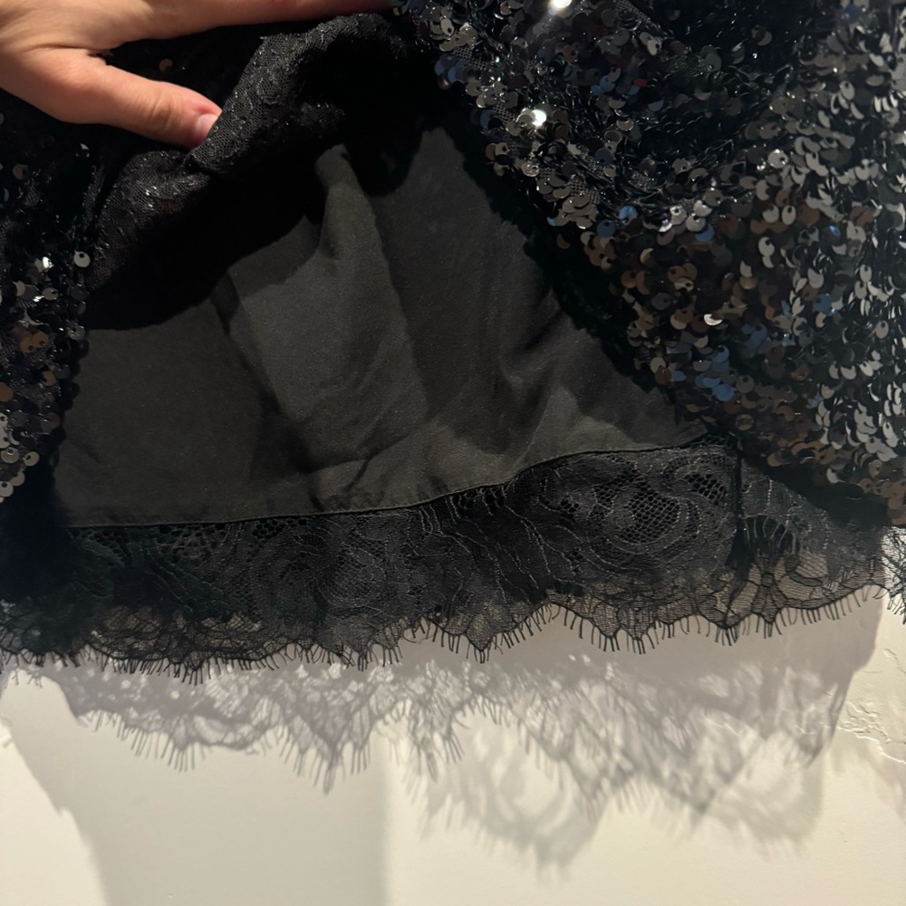 Sachin and Babi Black Cameron Sequin Mini Dress: Long Sleeve - Picture 7 of 15